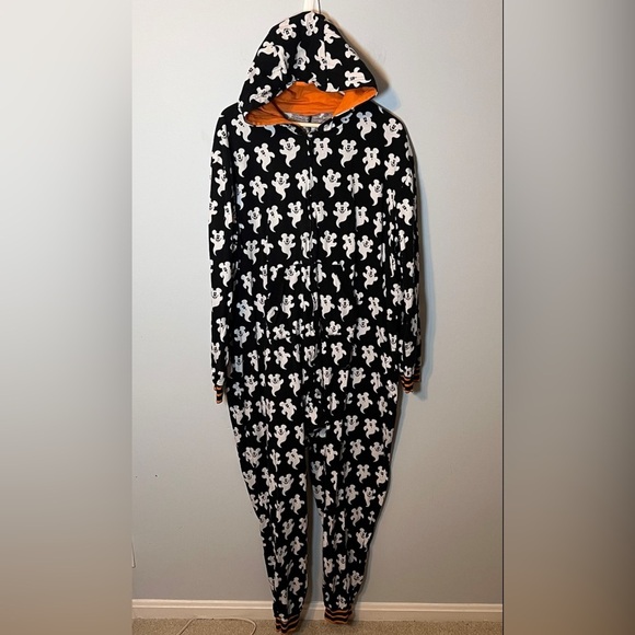 Disney Mickey Mouse Ghost Halloween Bodysuit Pajama Adult Hoodie One Piece XL - Picture 2 of 8